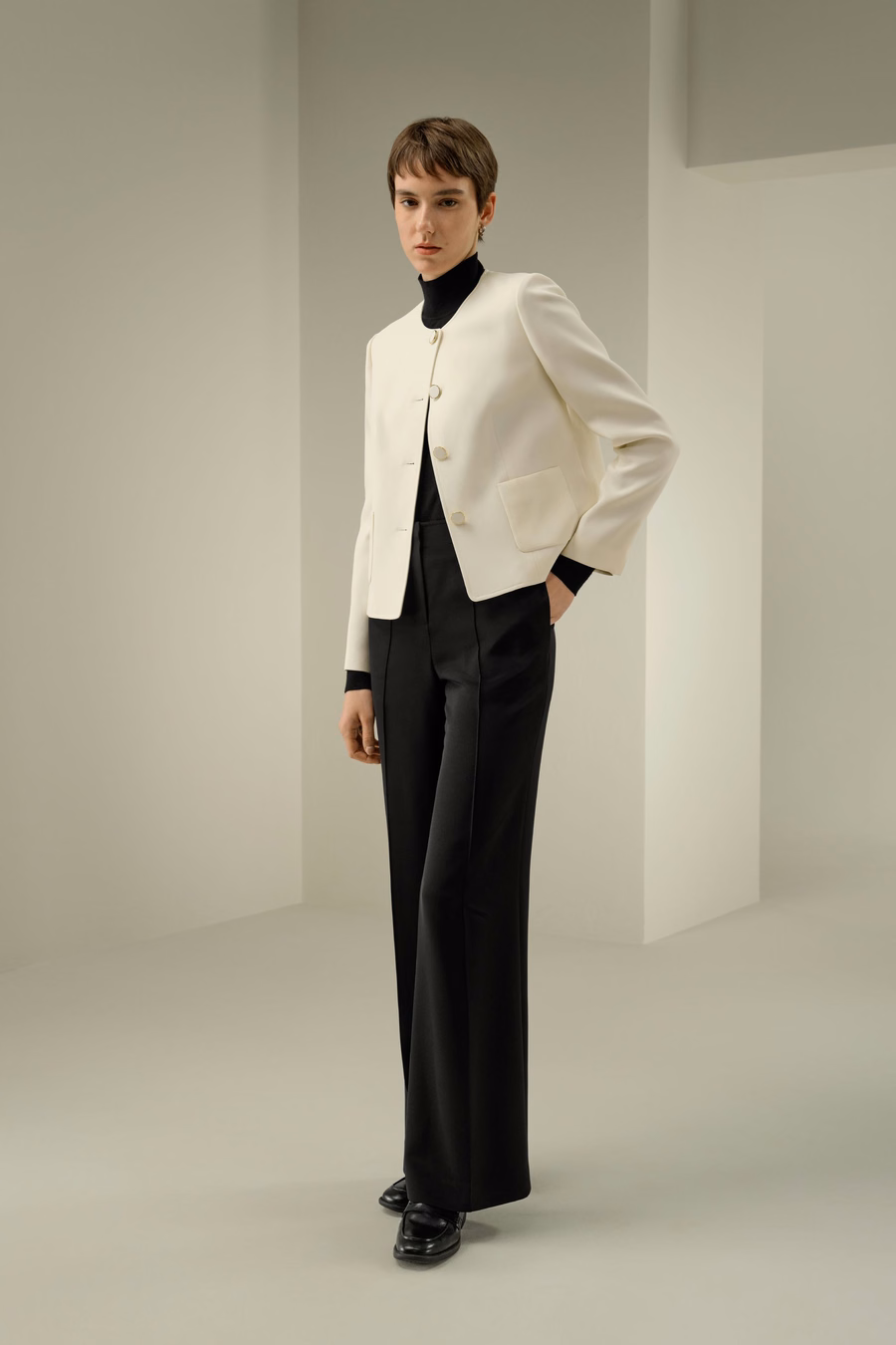 Veste boxy en soie sur mesure