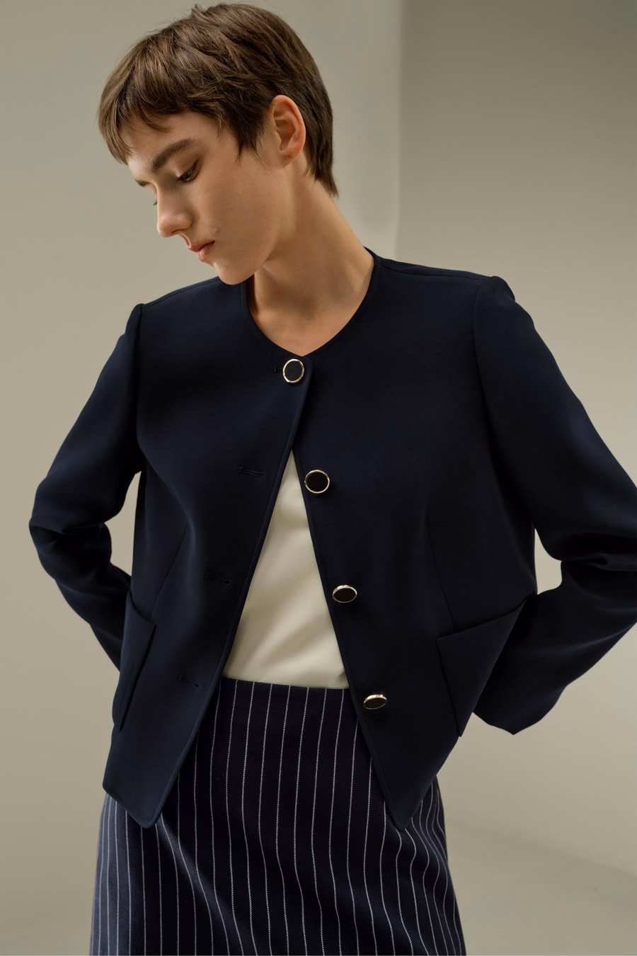 Veste boxy en soie sur mesure