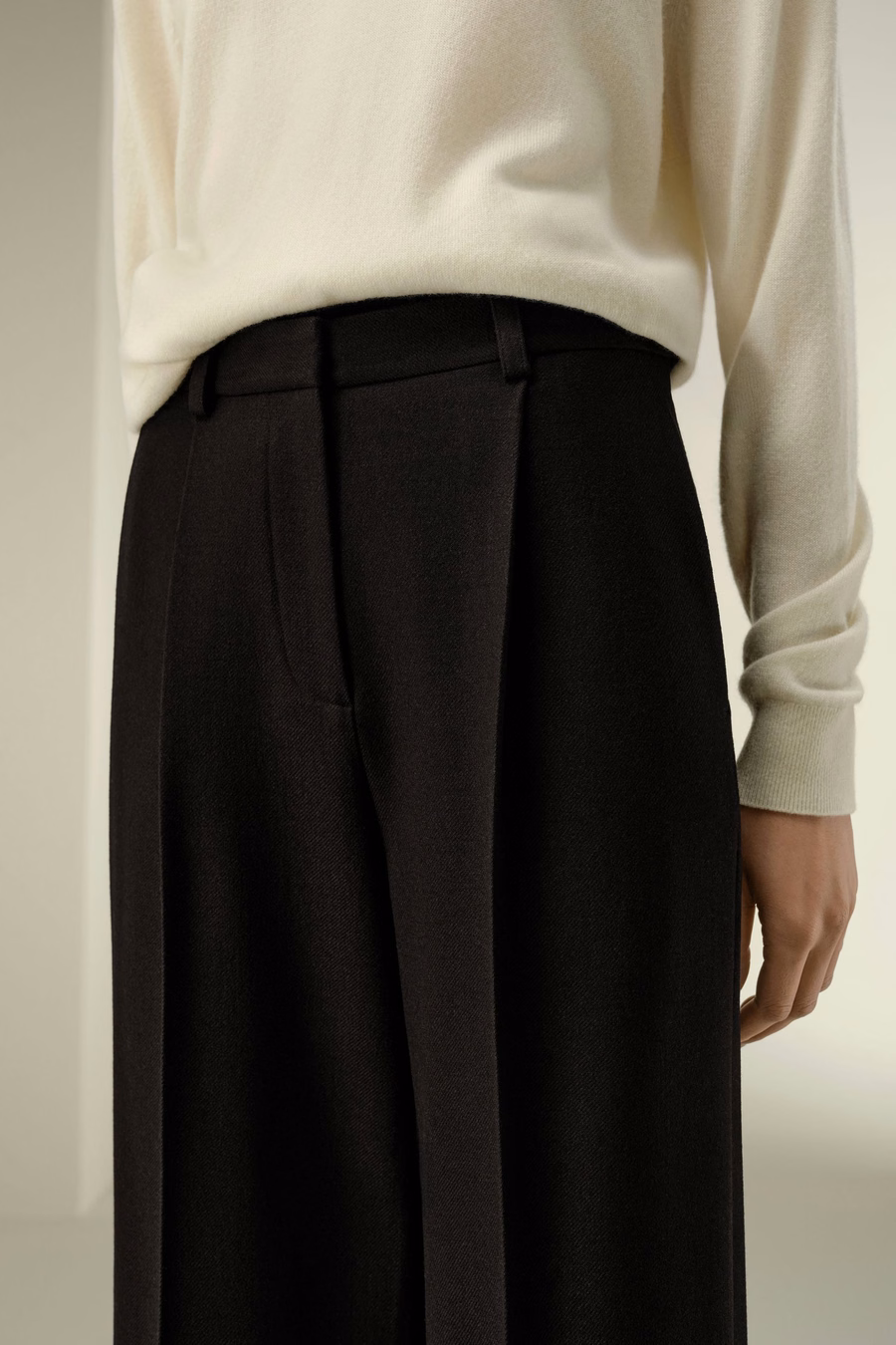 Pantalon en mélange de tweed en soie et laine