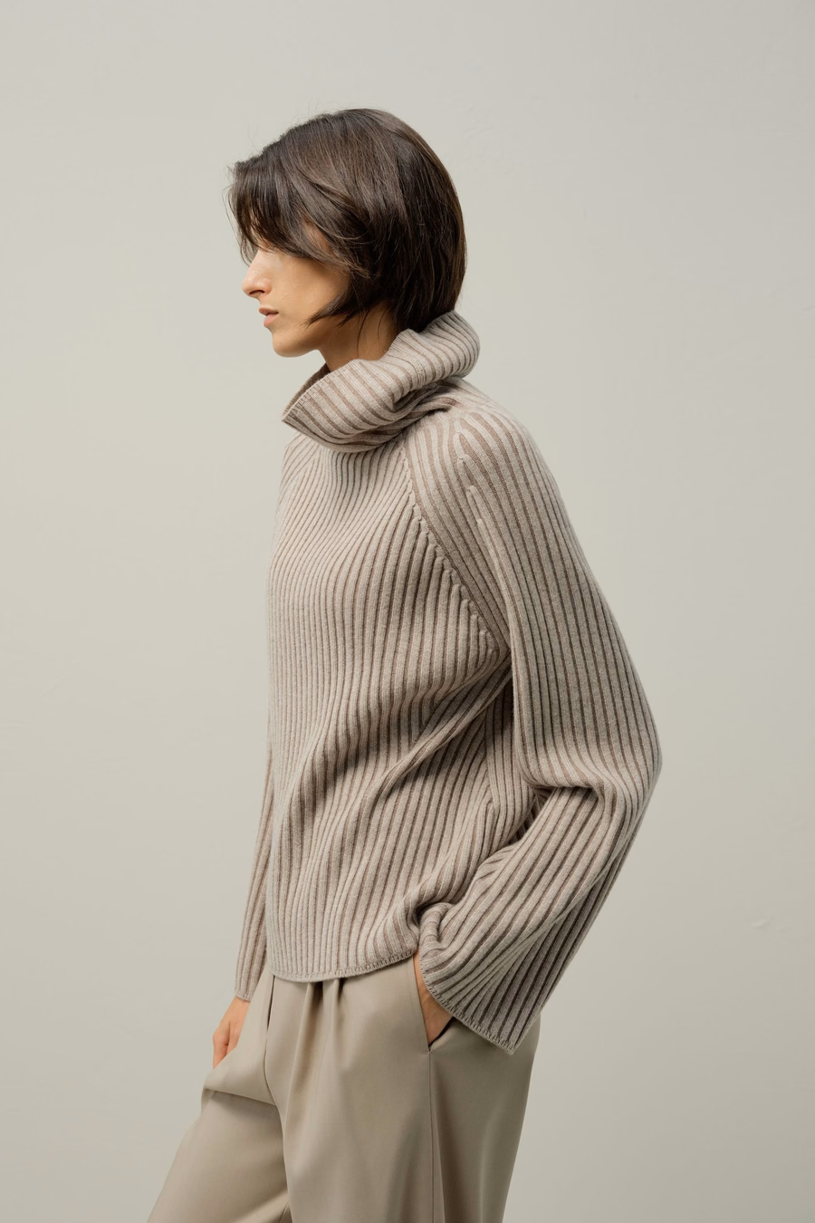 Pull col roulé en mélange laine-cachemire
