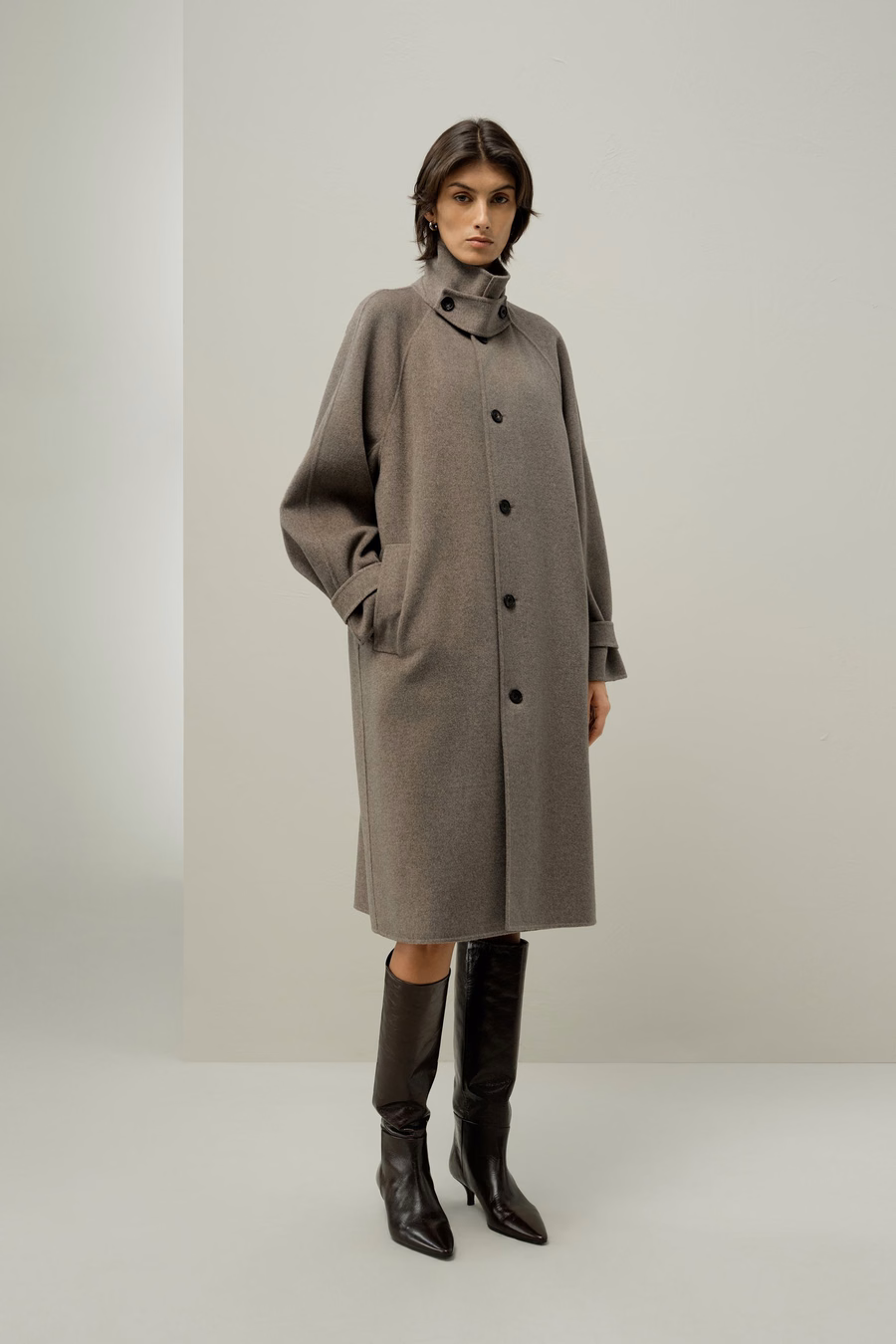Manteau Oversized en Mélange Soie-Laine Double-Face