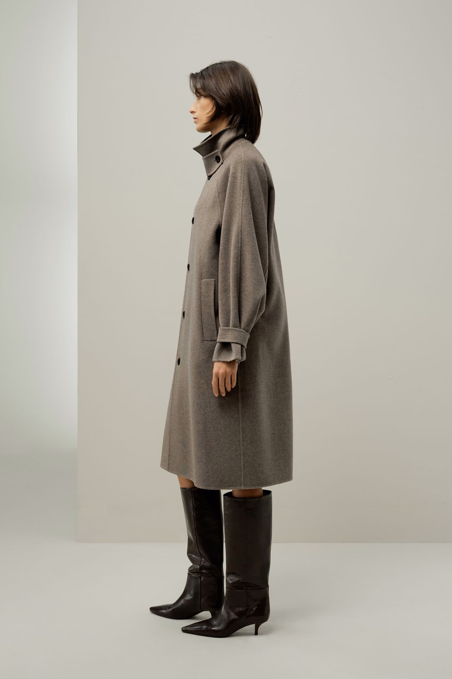 Manteau Oversized en Mélange Soie-Laine Double-Face