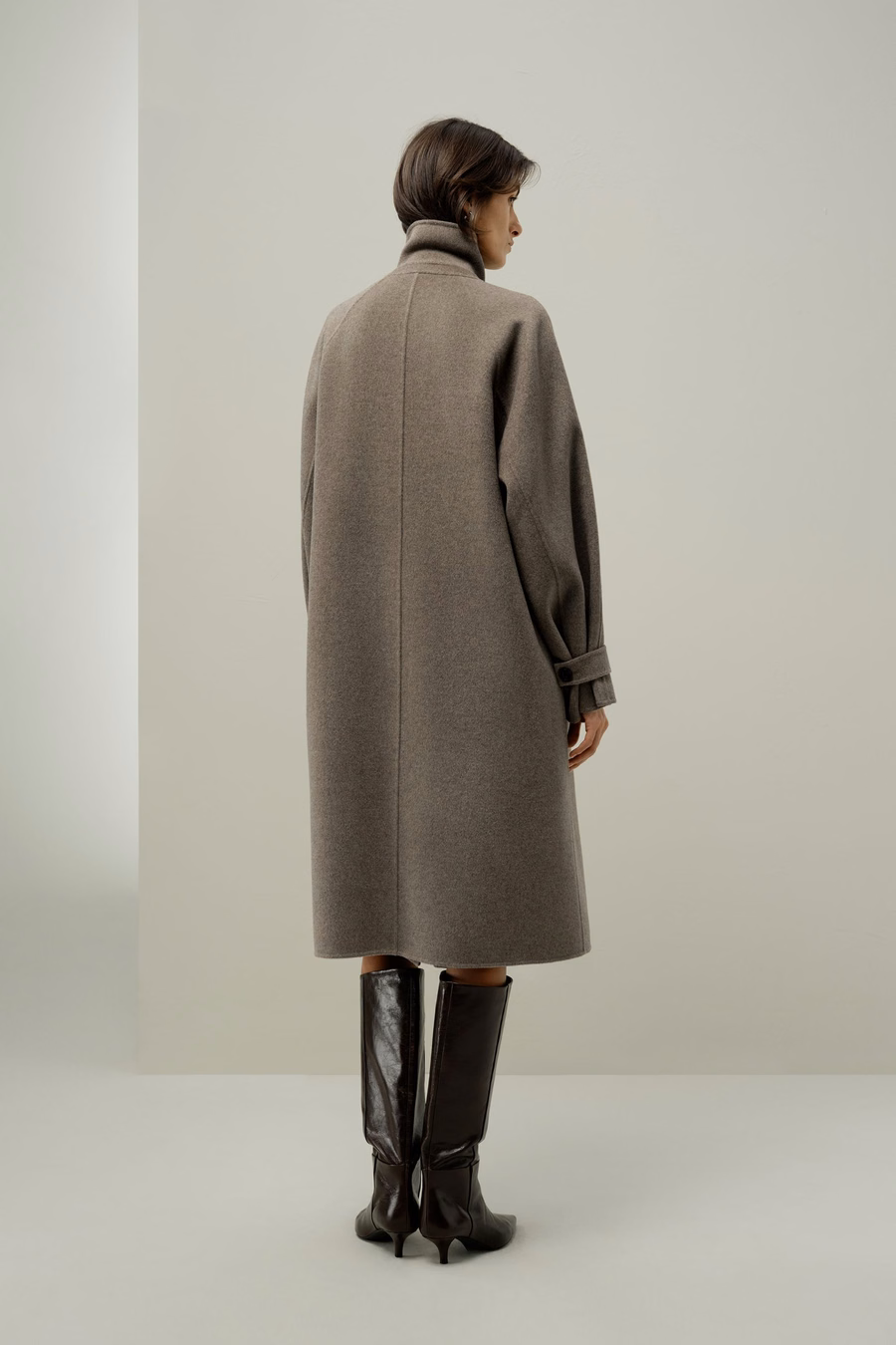 Manteau Oversized en Mélange Soie-Laine Double-Face