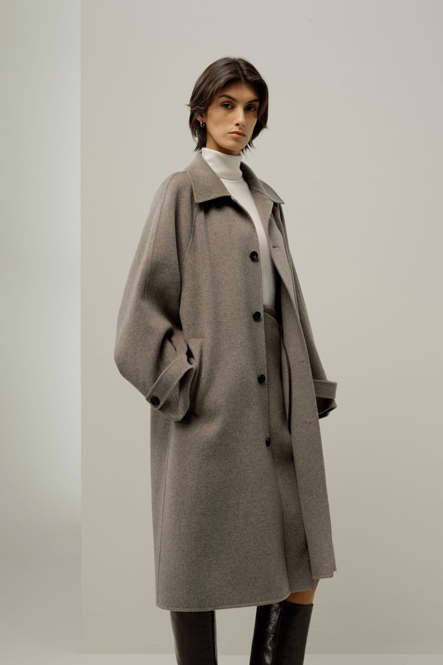 Manteau Oversized en Mélange Soie-Laine Double-Face