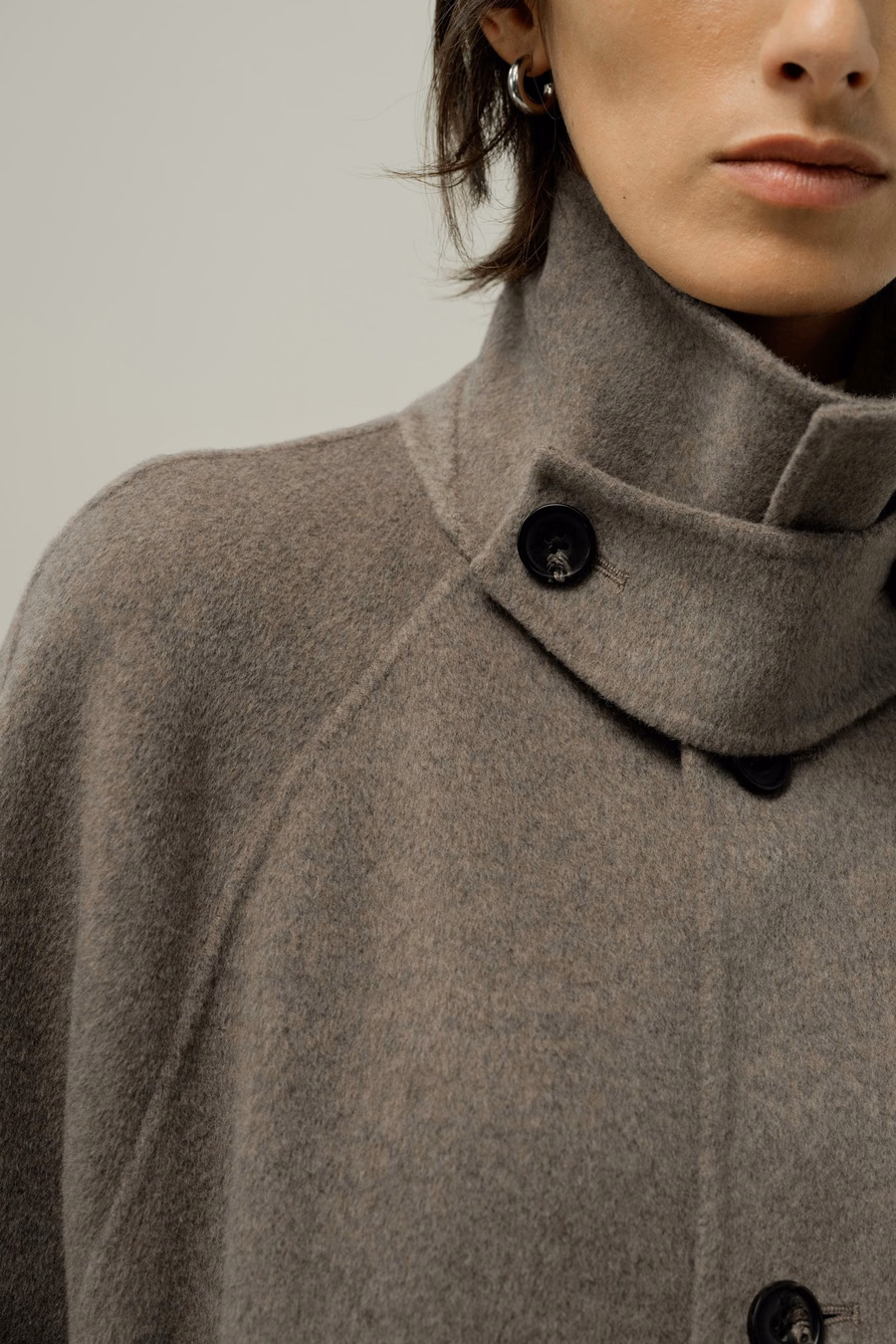 Manteau Oversized en Mélange Soie-Laine Double-Face