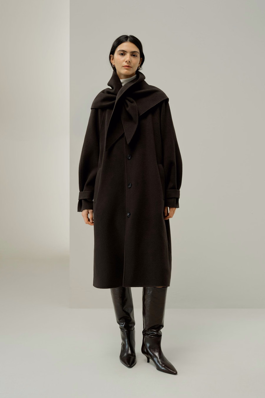 Manteau Oversized en Mélange Soie-Laine Double-Face