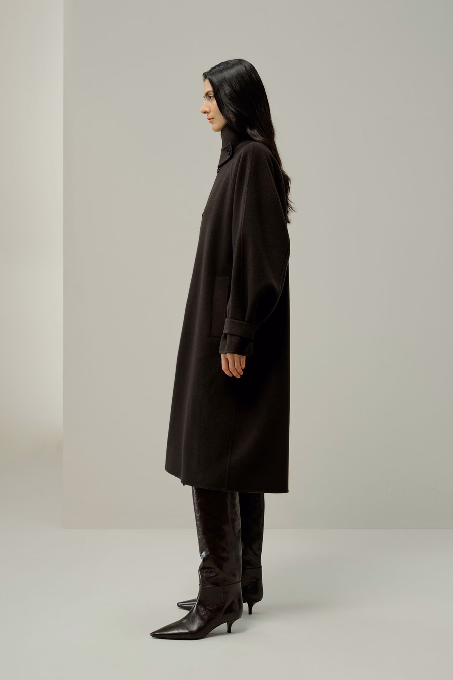 Manteau Oversized en Mélange Soie-Laine Double-Face
