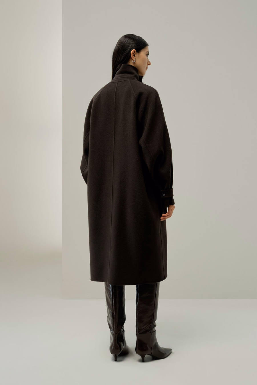 Manteau Oversized en Mélange Soie-Laine Double-Face