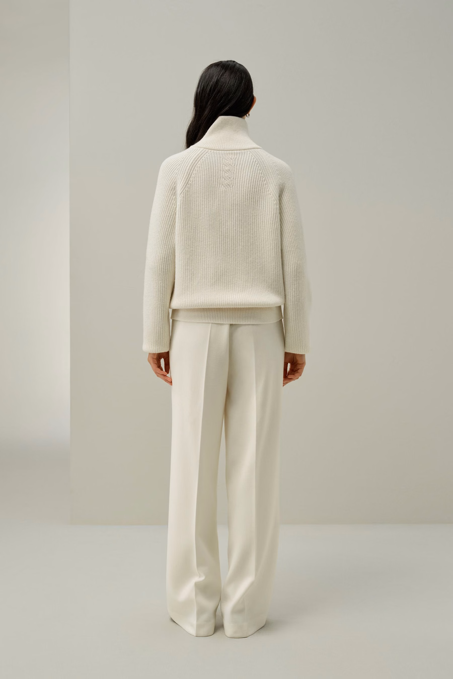 Cardigan à zip col montant en tricot côtelé