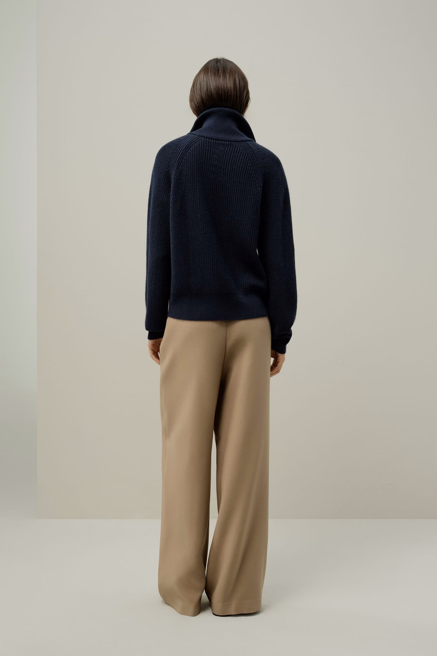 Cardigan à zip col montant en tricot côtelé