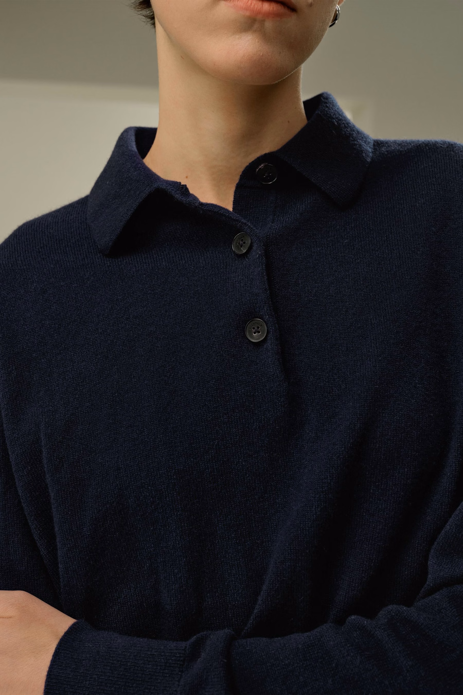 Chemise polo en baby cashmere