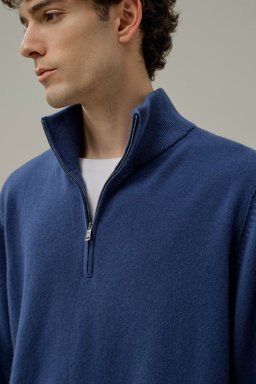 Pull zippé à col montant en mélange de laine