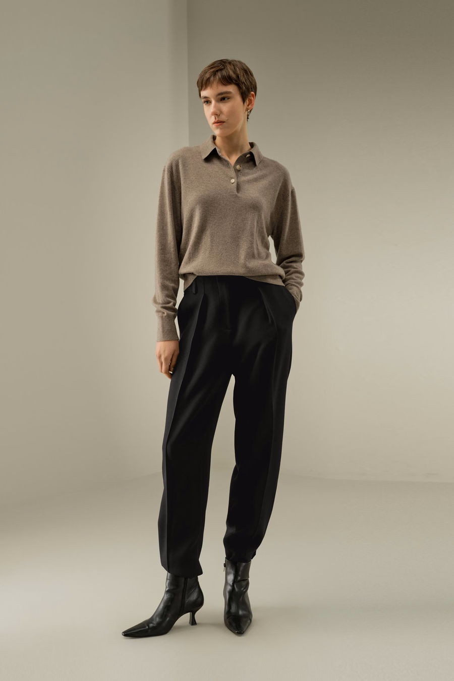 Chemise polo en baby cashmere