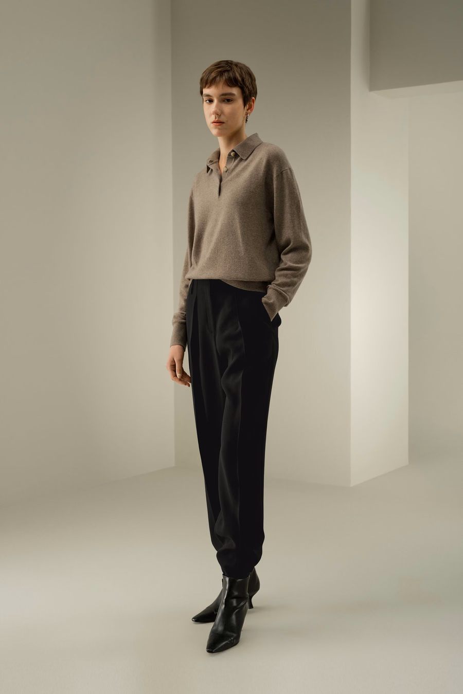 Chemise polo en baby cashmere
