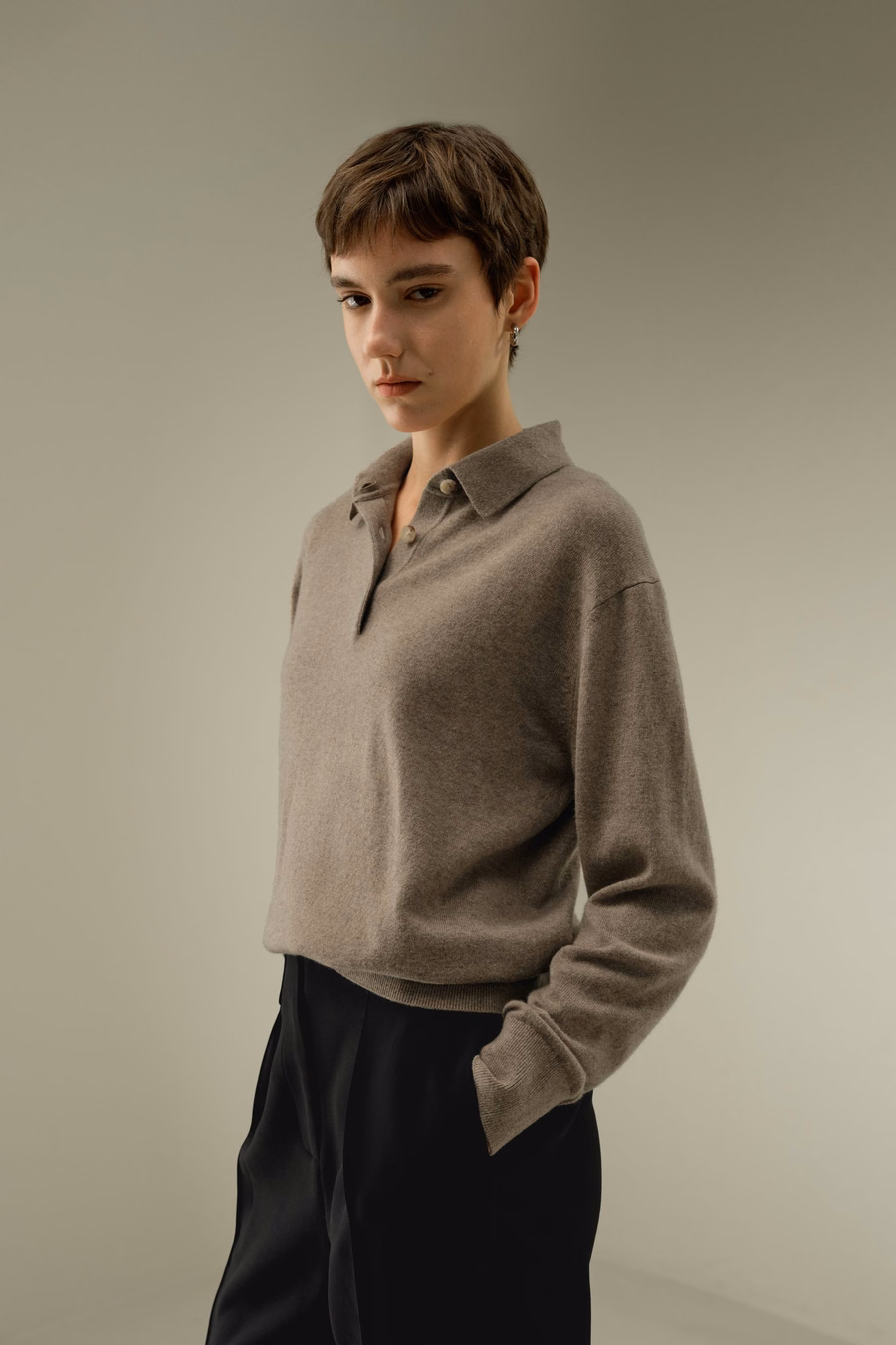 Chemise polo en baby cashmere