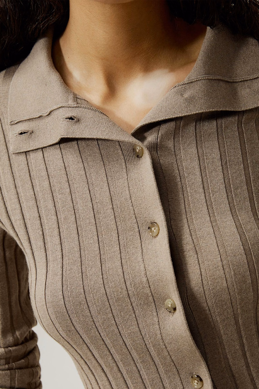 Cardigan en mélange de soie et cachemire côtelé