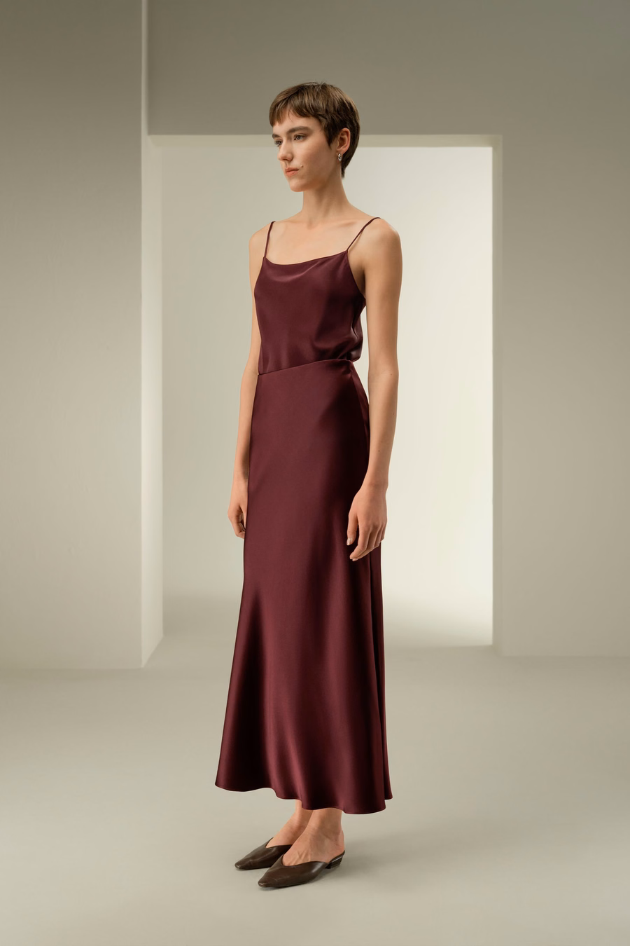 Jupon maxi en soie charmeuse double face