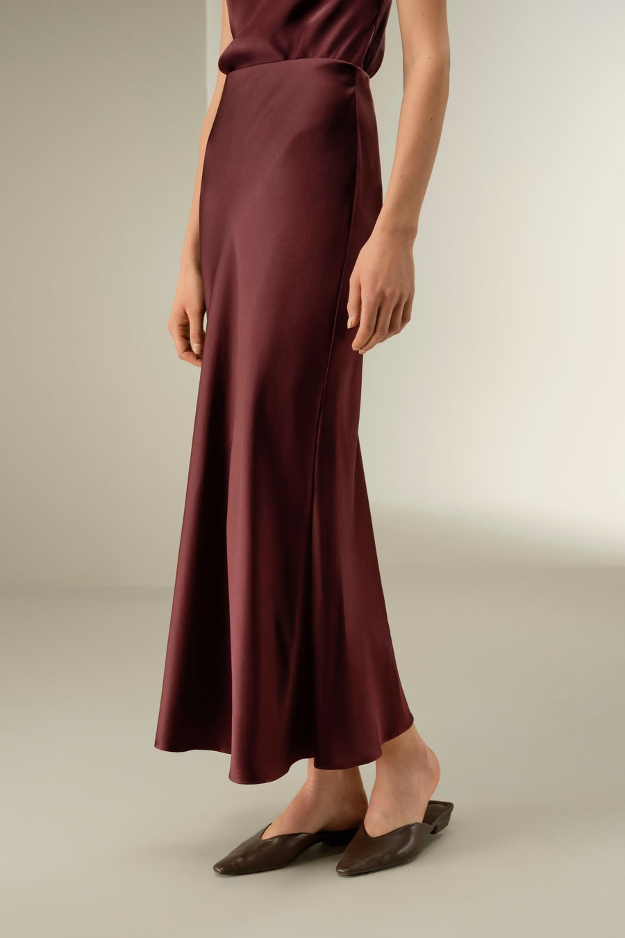 Jupon maxi en soie charmeuse double face