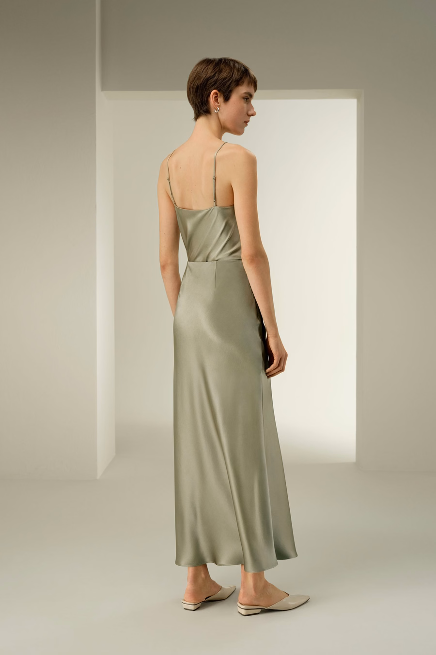 Jupon maxi en soie charmeuse double face