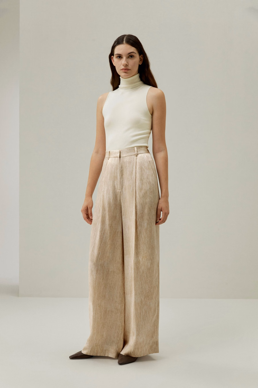 Pantalon en Soie Satinée Perle