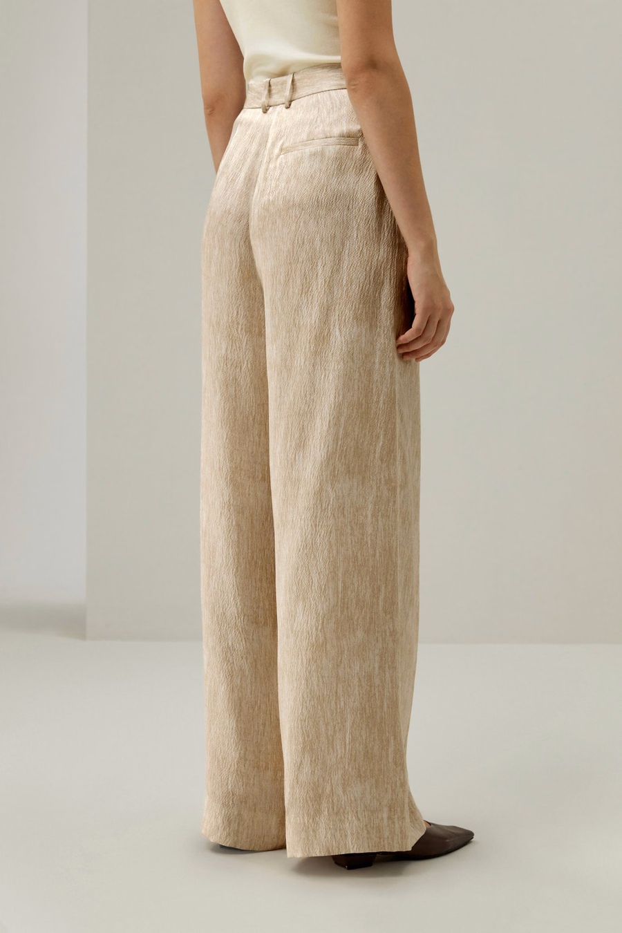 Pantalon en Soie Satinée Perle