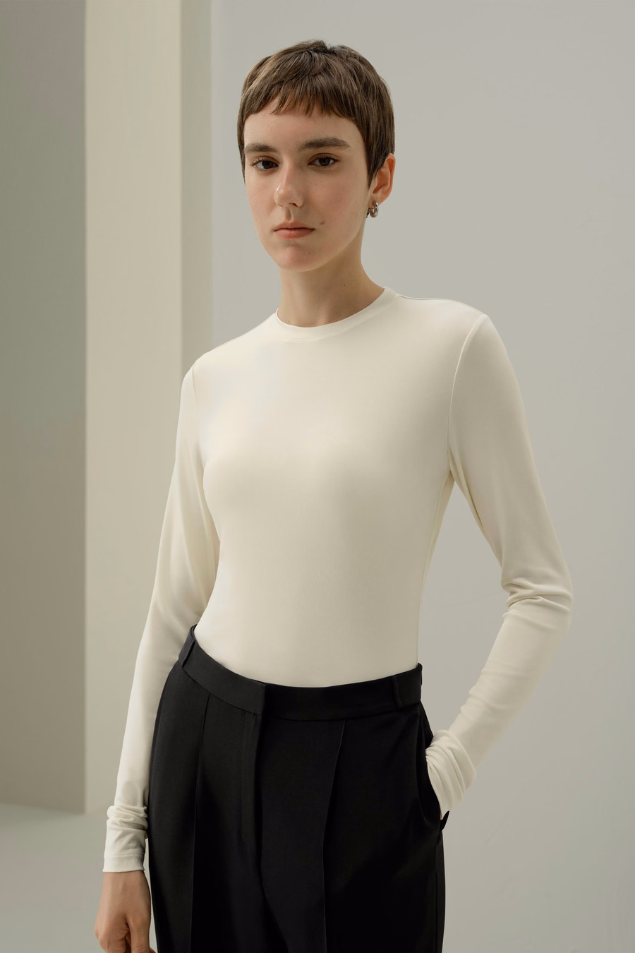 Haut long-sleeve en jersey de soie Breeze