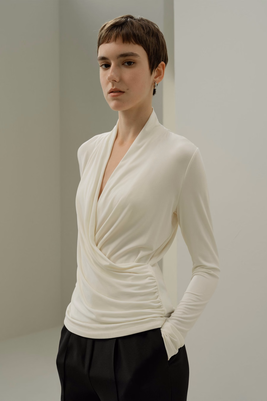 Top Wrap en Jersey Soie Breeze