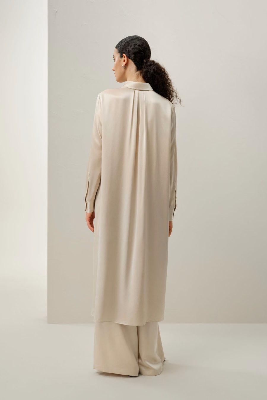 Pantalons larges en soie charmeuse