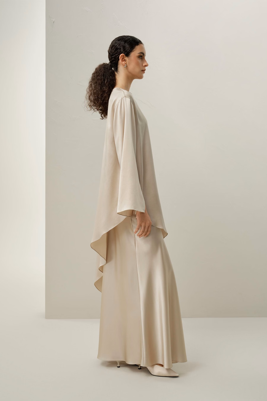 Jupe maxi A-line en soie charmeuse