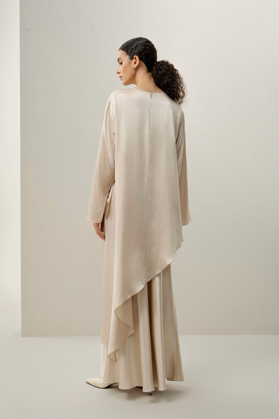 Jupe maxi A-line en soie charmeuse