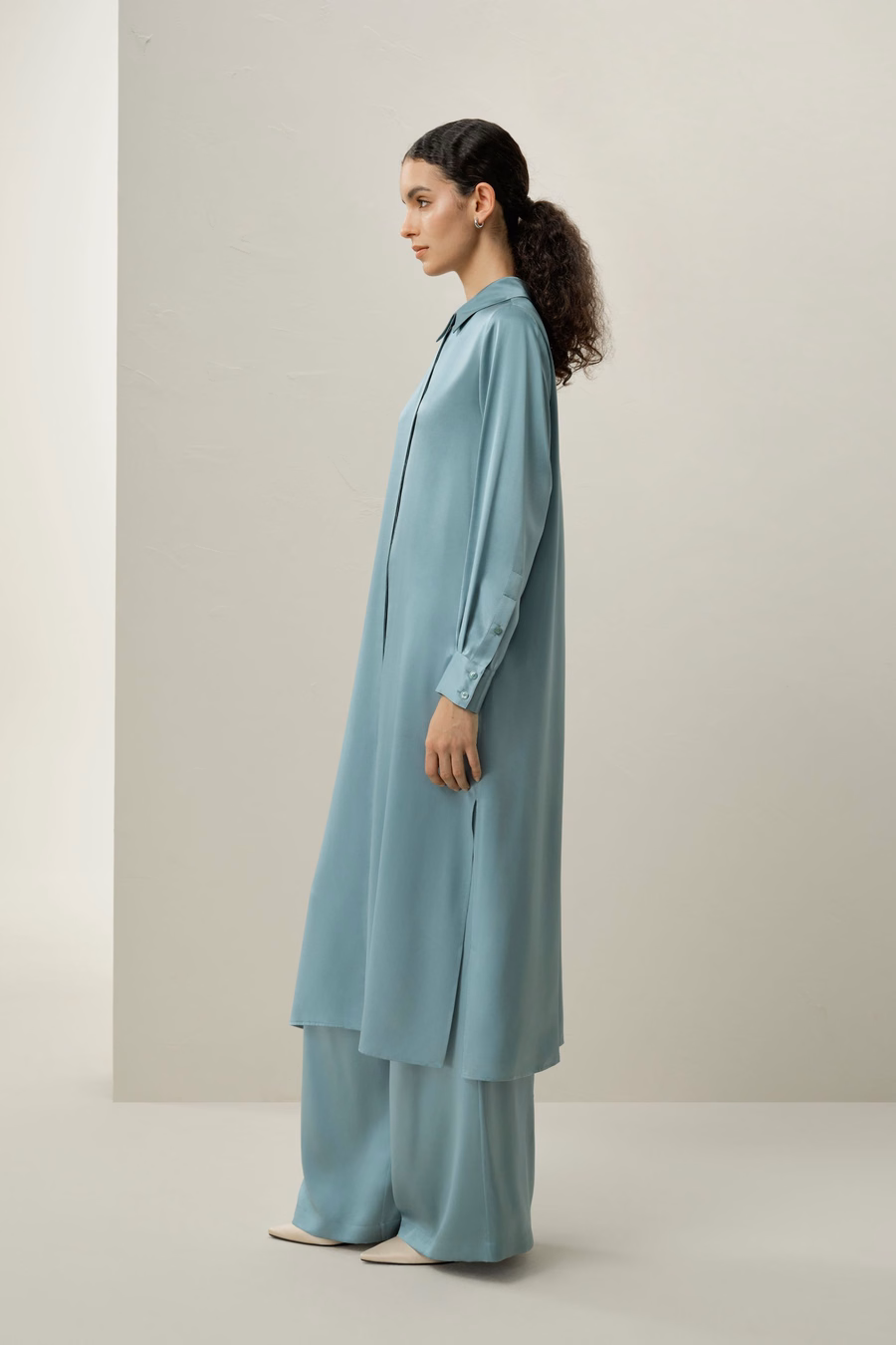 Pantalons larges en soie charmeuse
