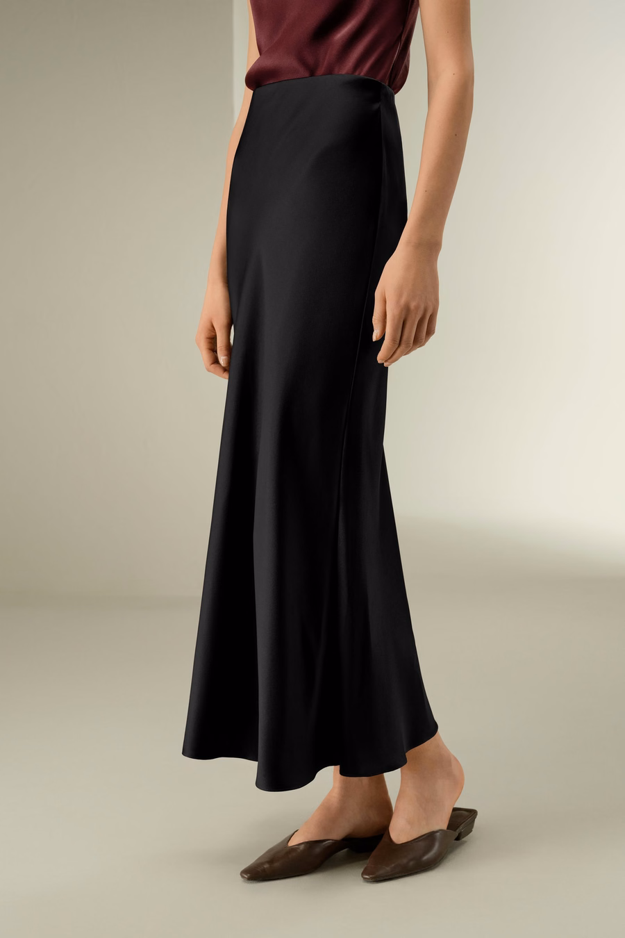 Jupon maxi en soie charmeuse double face
