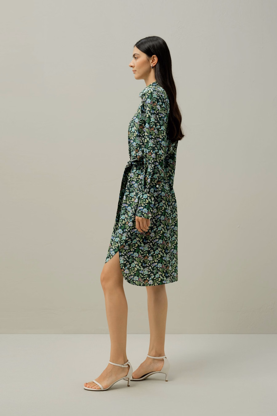 Robe chemise mi-longue forêt féerique - Fabriquée avec du tissu Liberty