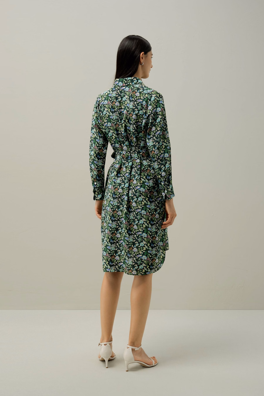 Robe chemise mi-longue forêt féerique - Fabriquée avec du tissu Liberty
