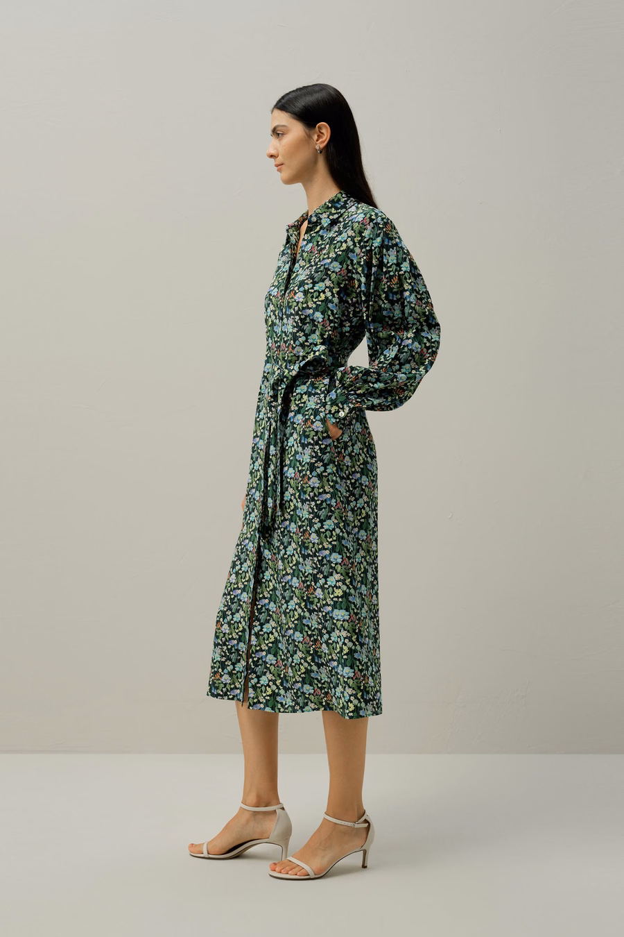 Robe chemise midi Forêt de contes de fées - Fabriquée avec du tissu Liberty