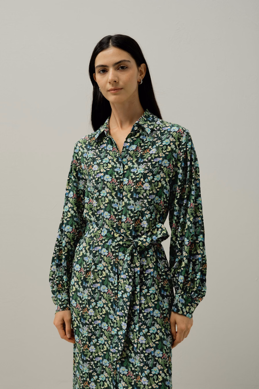 Robe chemise midi Forêt de contes de fées - Fabriquée avec du tissu Liberty