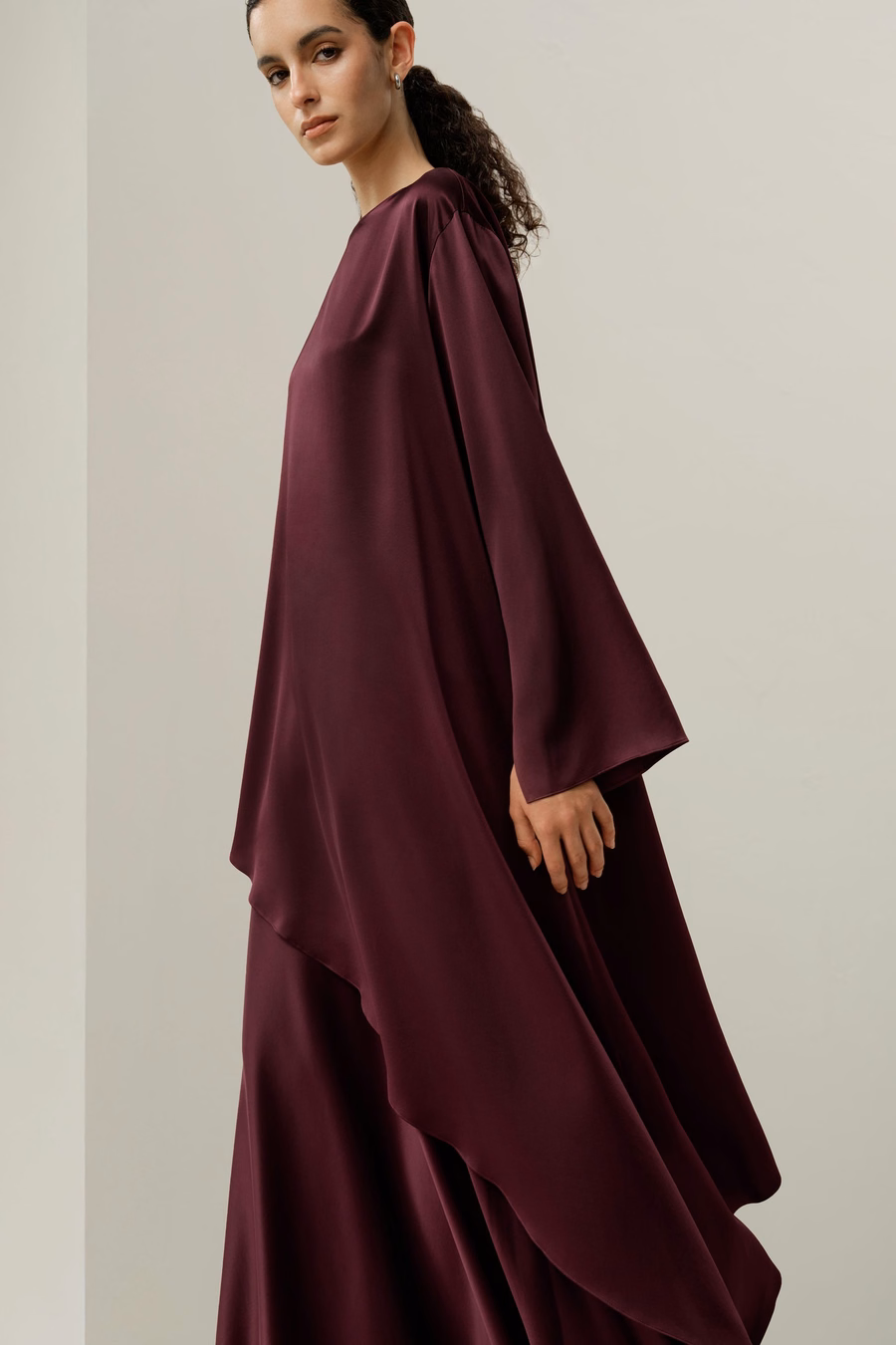 Tunique asymétrique en charmeuse de soie