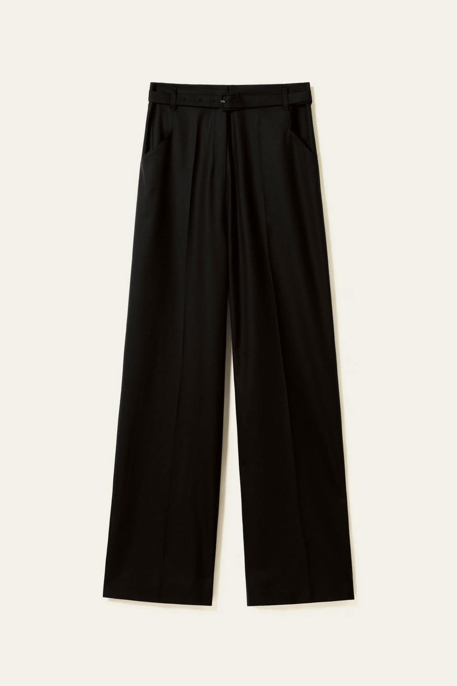 Pantalon large taille haute en laine de soie