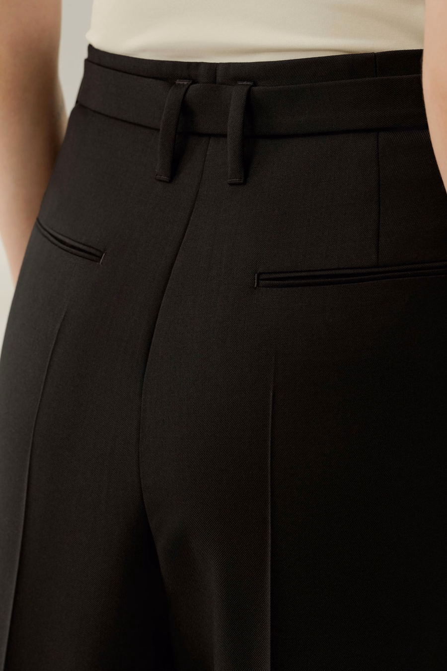 Pantalon large taille haute en laine de soie