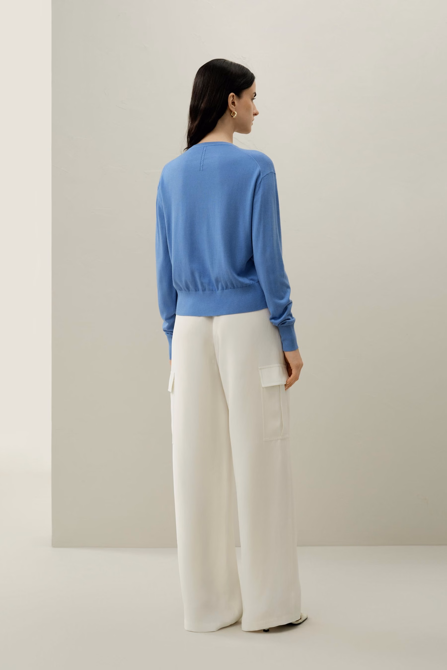 Cardigan en Soie et Cachemire Col Rond