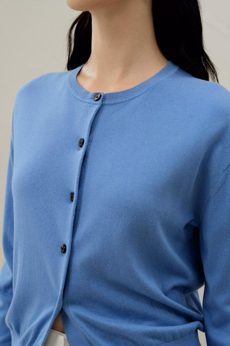 Cardigan en Soie et Cachemire Col Rond