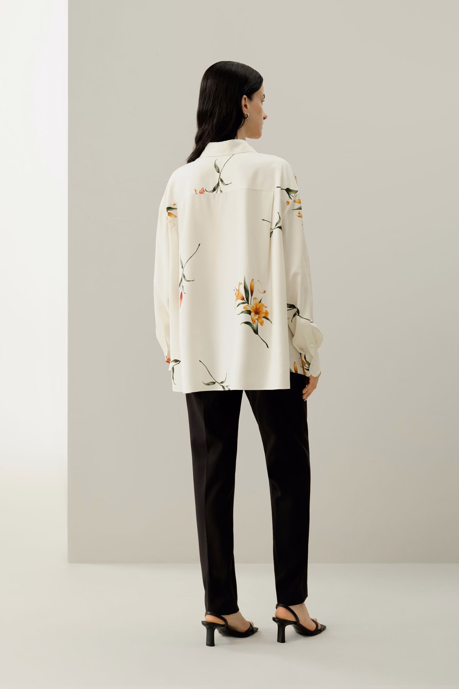 Chemise oversize en soie imprimée Lily