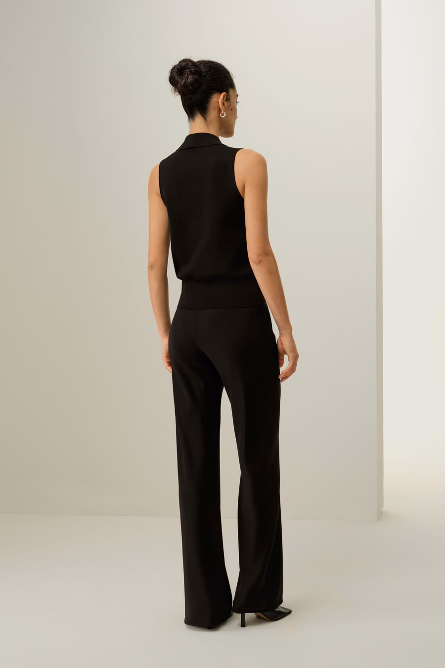 Gilet en soie et viscose à col à revers Milano