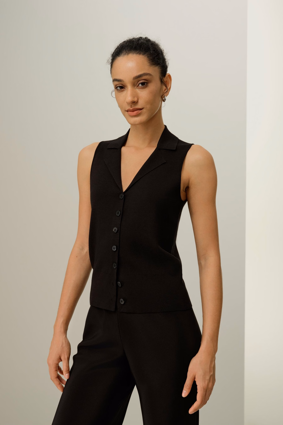 Gilet en soie et viscose à col à revers Milano