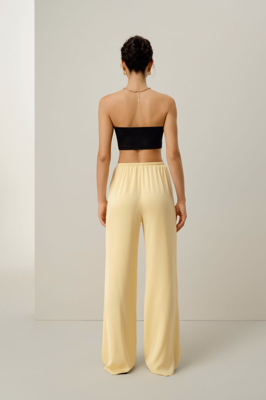 Pantalons droit en georgette de soie extensible