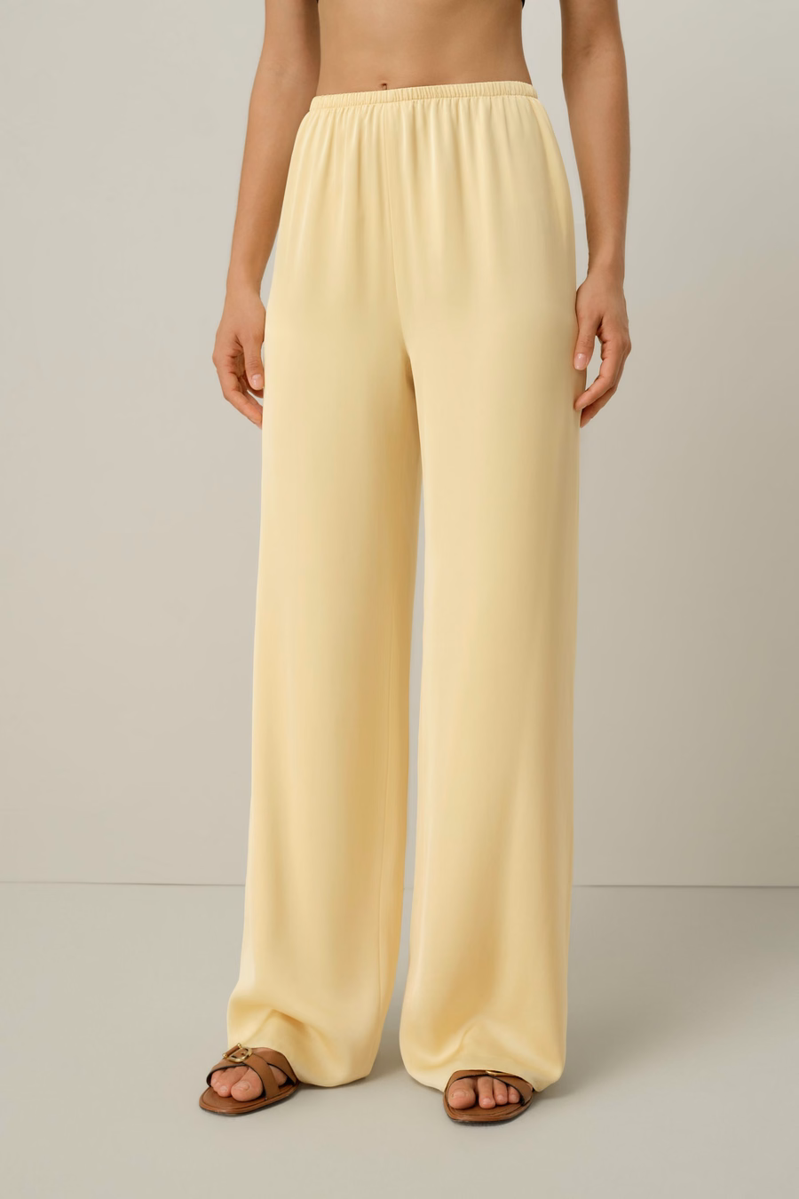 Pantalons droit en georgette de soie extensible