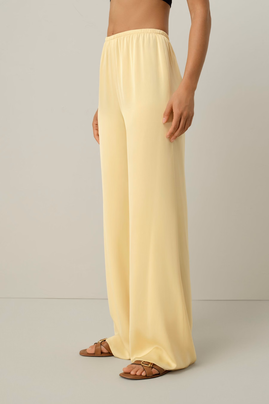 Pantalons droit en georgette de soie extensible