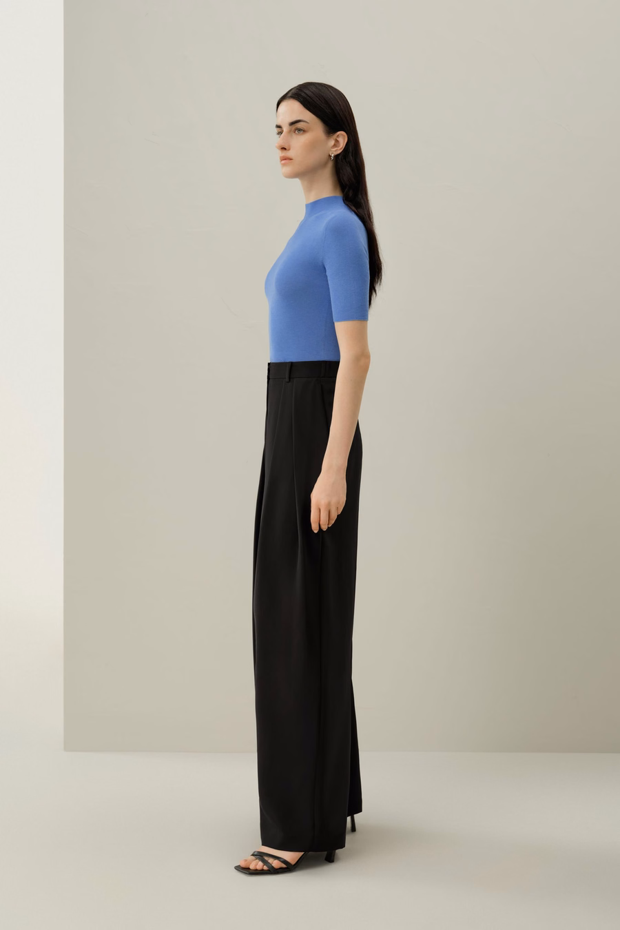 Pantalon large en crépon de soie extensible