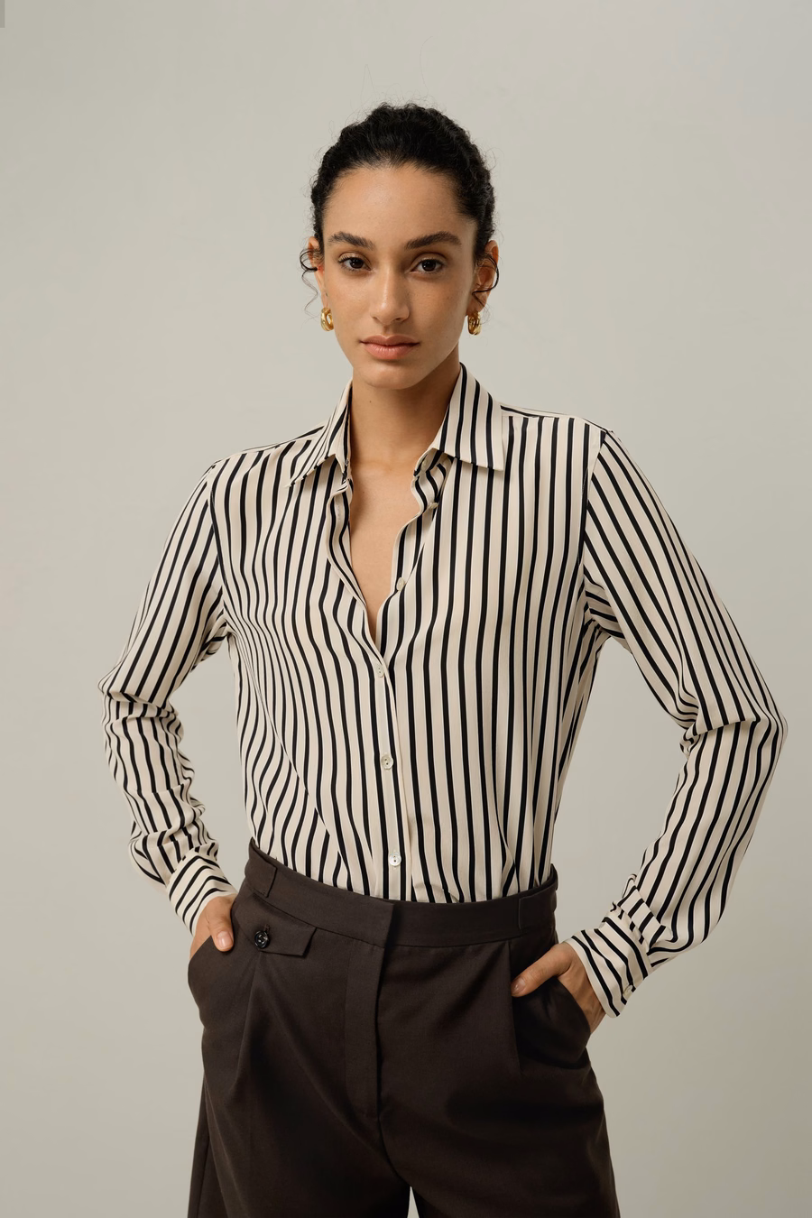 Chemise en Soie Rayée