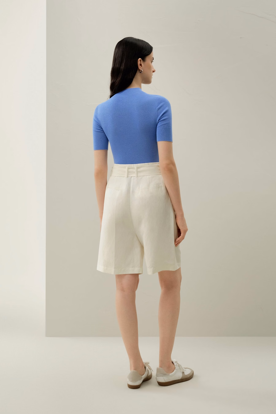 Top tricot slim-fit en soie-coton sans couture